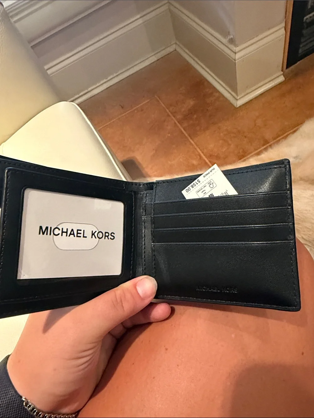 Michael Kors Black Leather Wallet with Silver MK Logo